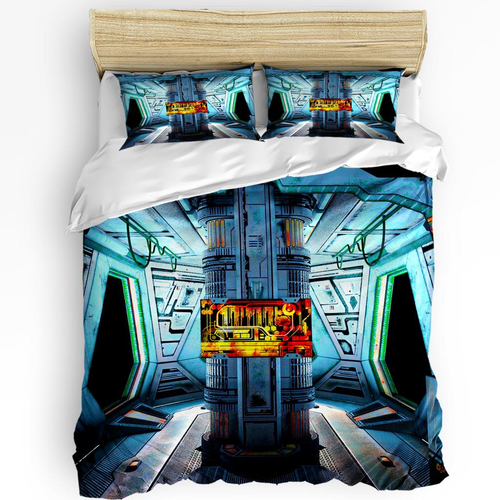 3pcs Bedding Set Universe Space Rocket Cartoon White Home Textile Duvet Cover Pillow Case Boy Kid Teen Girl Bedding Covers Set