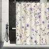 1pc Bohemian Purple Floral Shower Curtain - Vibrant Floral Pattern with Lavender, Yellow and Blue Flowers, Machine Washable