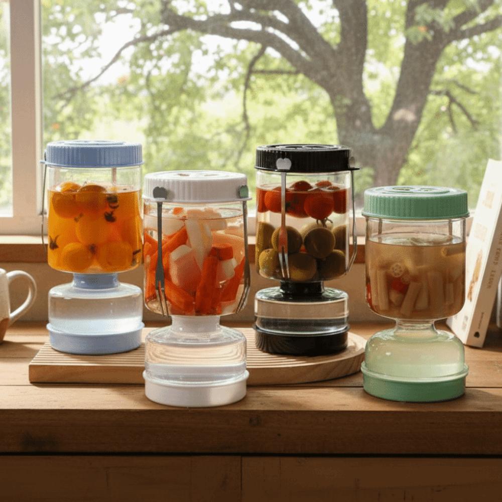 Perforated Pickle Olive Container Hourglass Shape Vegetable Dehydrator Jar Canned Fruit