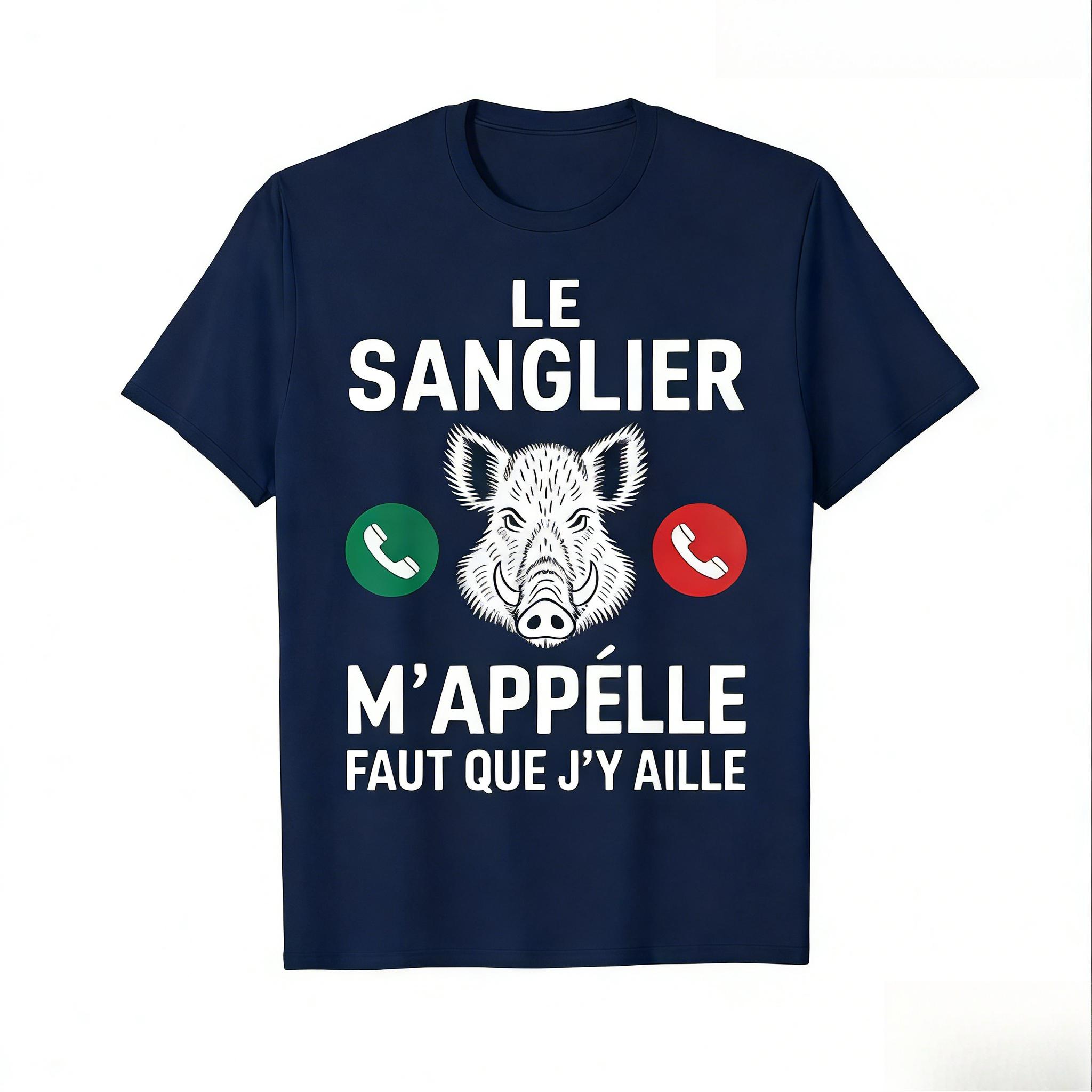 

MenS Wild Boar Hunting Graphic TShirt French Text Phone Design Soft Comfortable Casual Short Sleeve Tee AllSeason Classic Fit 4XL