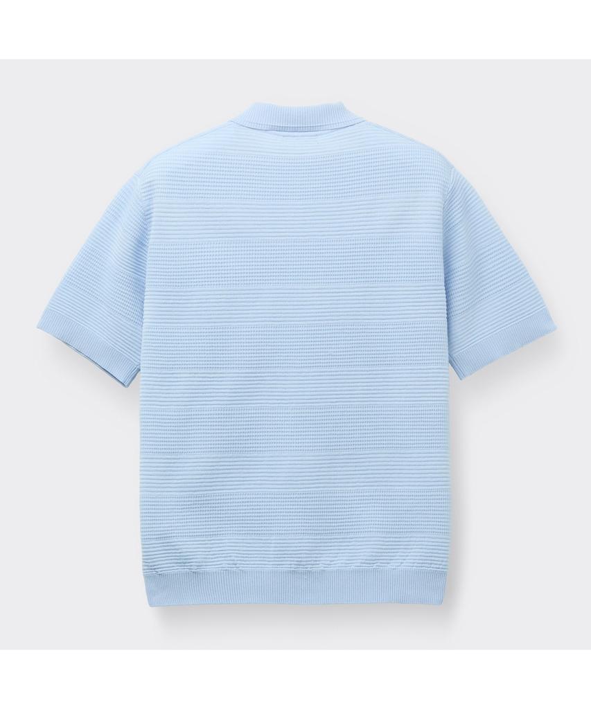 Keoseuuteommellou Blue Stripes Textured Collar Sweater Cwwam26411Bux