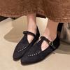 French British style versatile women's shoes suede Mary Jane shoes 2025 autumn soft-soled shoes retro single shoes flat shoes