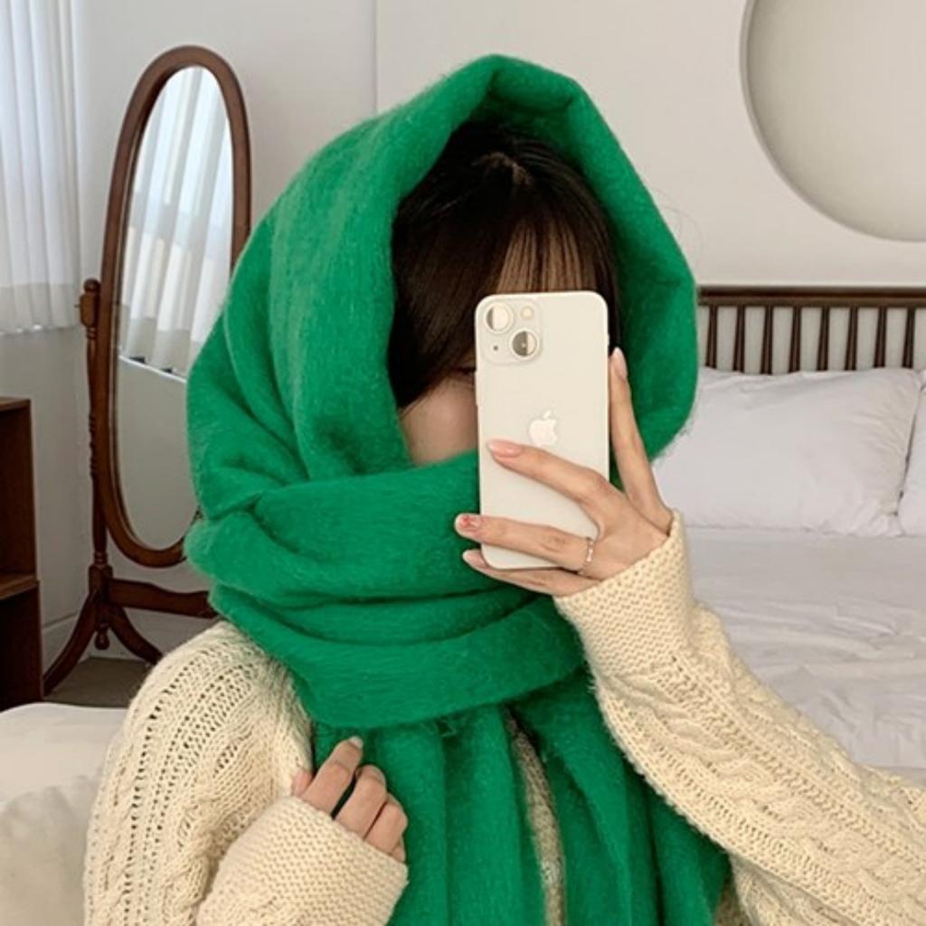 Solid Color Thick Cashmere Scarf for Women Large Blanket Pashmina Winter Warm Shawl Wraps Bufanda Female Tassel Foulard