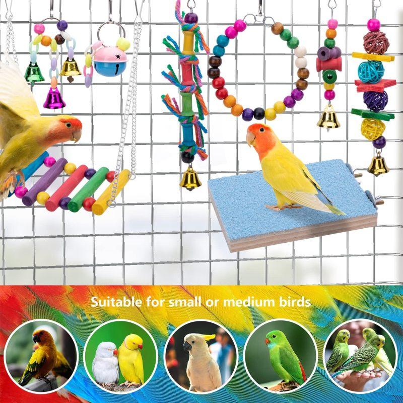 8 Stück Vogelschaukel Kauspielzeug- Papageien Hängematte Glockenspiel Geeignet für kleine Sittiche, Nymphensittiche, Aras, Finken, Wellensittiche, Papageien, Unzertrennliche