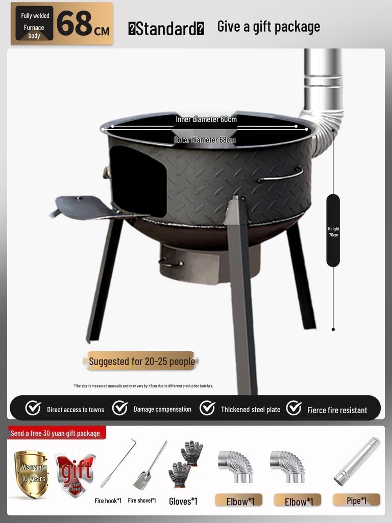 Portable Outdoor Wood-burning Stove for Cooking and Stewing