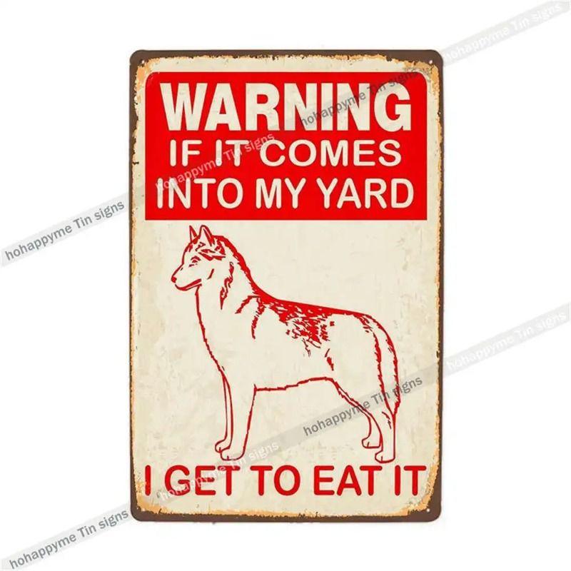 Retro Metal Sign German Shepherd Patrol Warning Decorative Plate for Home Wall 20x30cm