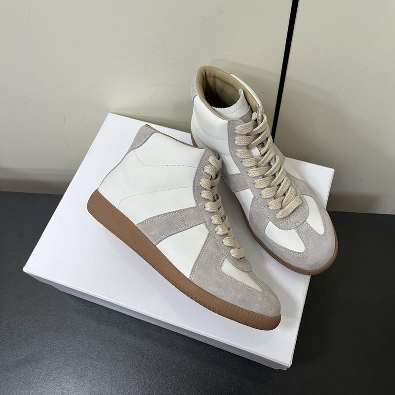 Genuine Leather Flat Bottom High Top Shoes Unisex Outdoor Walking Fashion German Training Shoes Designer Casual Footwear
