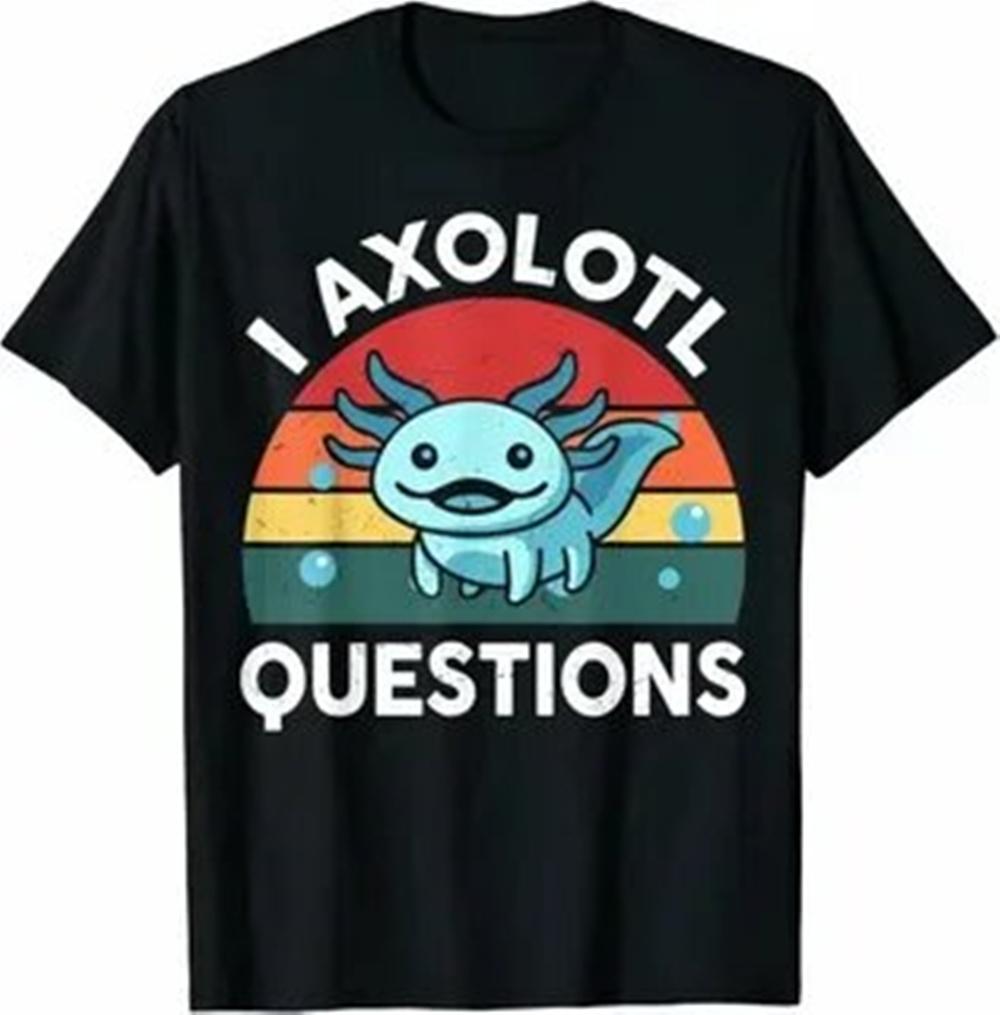 I AXOLOTL QUESTIONGS Children Boy Girl T shirt 2026 New Summer Short Sleeve T-Shirt Cute Style kidS casual SPORTS Tops