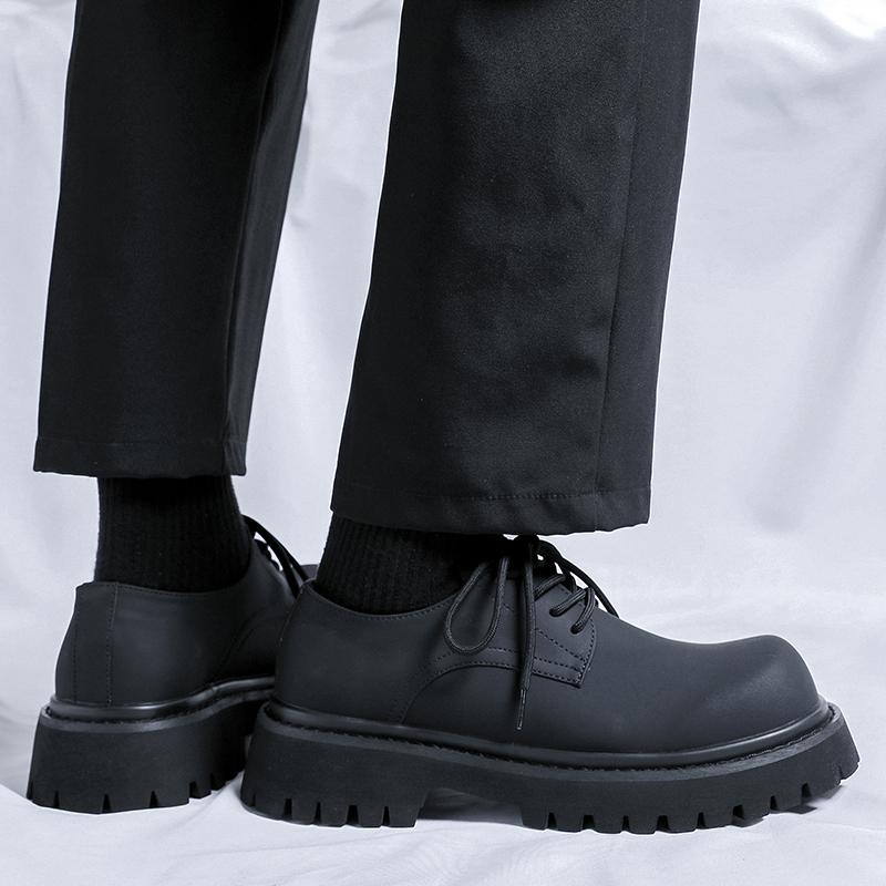 Gröna Herr Plattform Andas Små Läderskor Ny Modetrend Mångsidiga Japan Koreanska Business Casual Skor Kostym Herrskor