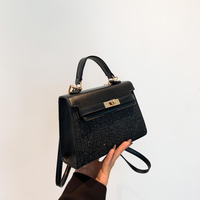 Sequin small bag women's 2025 autumn new high-end small square bag gold silk embroidery thread high-value shoulder messenger bag