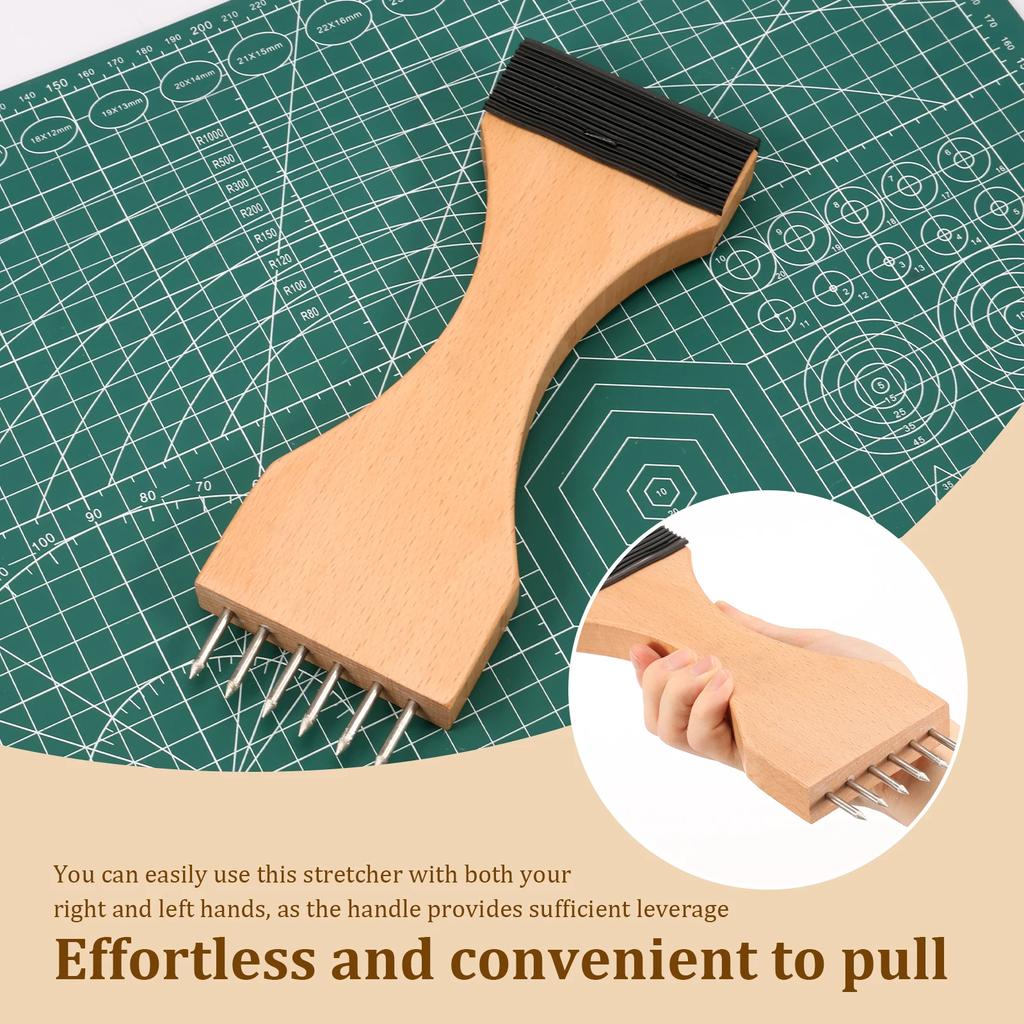 Webbing Upholstery Puller Wooden Webbing Stretcher Puller with Six Pin Non Slip Grip Repair Tool for Belt Leather Canvas