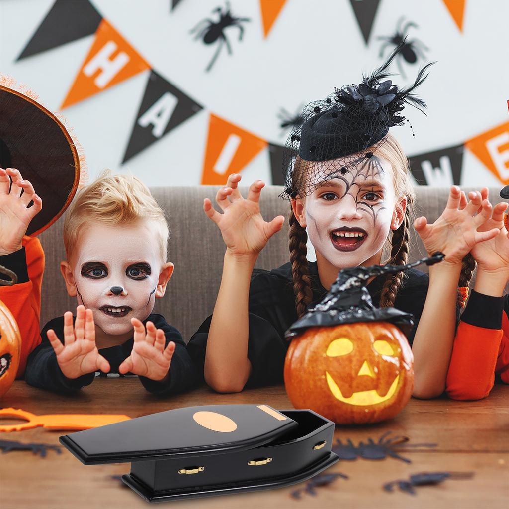 1Pc Halloween Coffin Shape Candy Box Gift Container Party Decorative Prop Halloween Celebration Decoration Storage Gift Ataud