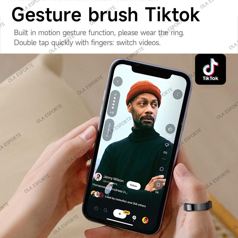 Anello Intelligente Monitoraggio Ossigeno nel Sangue Frequenza Cardiaca Sonno Smartring Impermeabile IP68 e 5ATM Modalità Multisport Smartring Uomo Donna