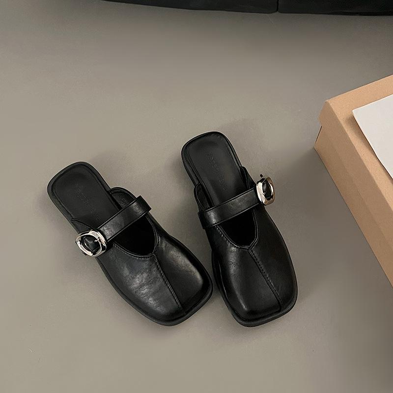 

Lazy bag head half slippers women s outer wear spring and summer new low-heeled versatile retro flats 40