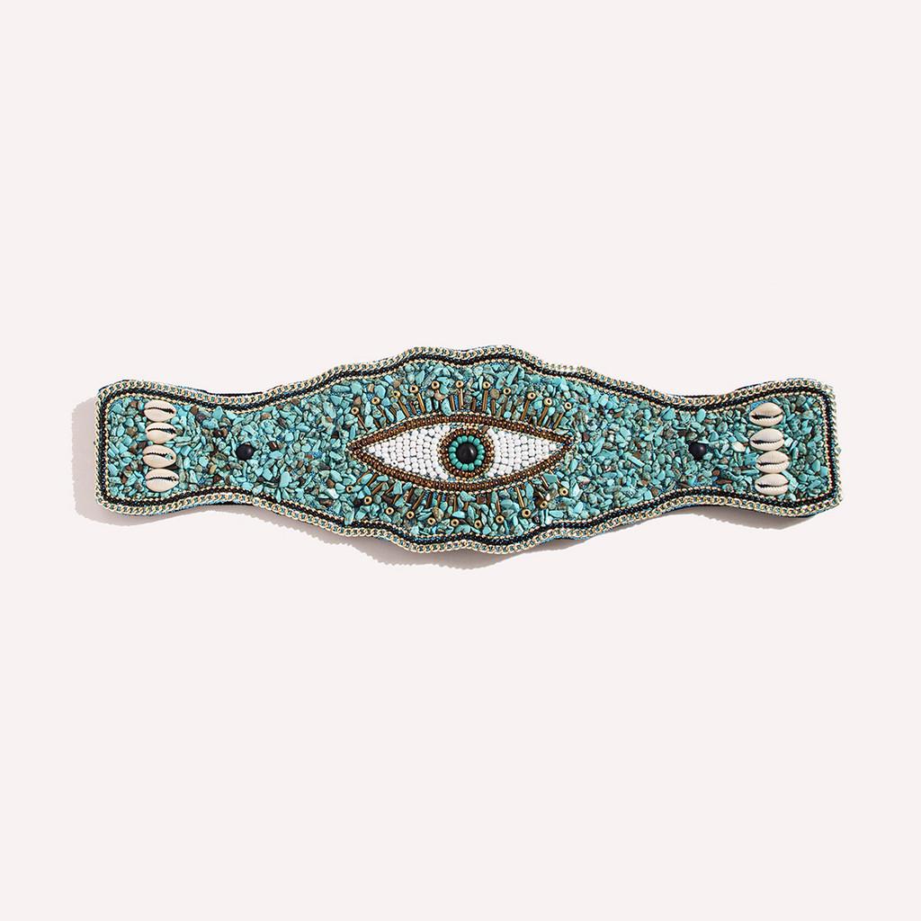 Ethnicinspired Womens Wide Waist Belt With Plastic Turquoise And Rhinestone Embellishments For Fashion Seasonal