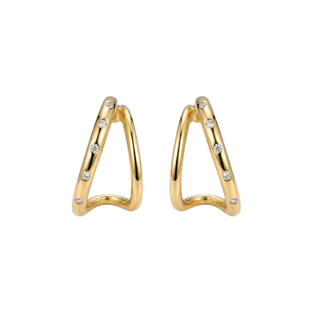 Japan and Korea light luxury 925 silver geometric zircon earrings 2022 new niche sterling silver stud earrings women