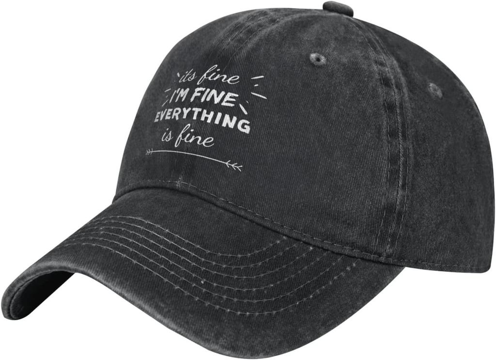 Its Fine Im Fine Everything Is Fine Denim Baseball Cap Adjustable Cotton Low Profile Hat For Adults