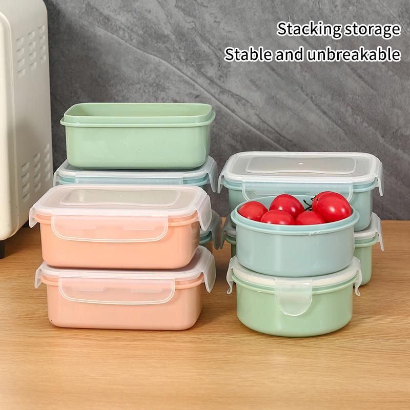 Mini-Kühlschrank, Gemüsefach, kleine Lunchbox, luftdichte Aufbewahrungsbox aus Kunststoff, runde isolierte Lunchbox für die Küche, Organizer, Snackbox