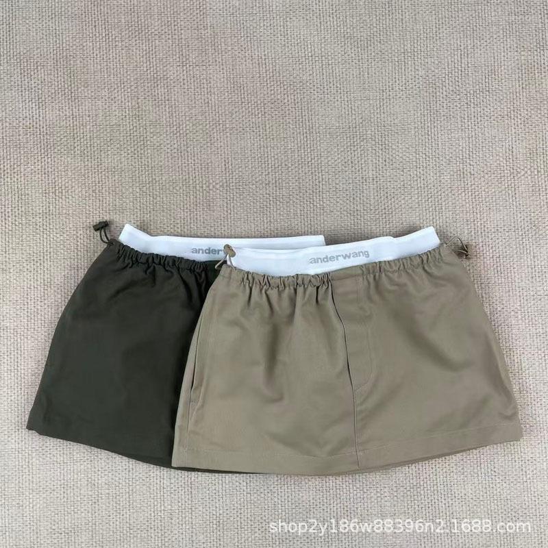 2026 Spring/Summer Color Block Elastic Waist Letter Print Mini Cargo Skirt Small хаки