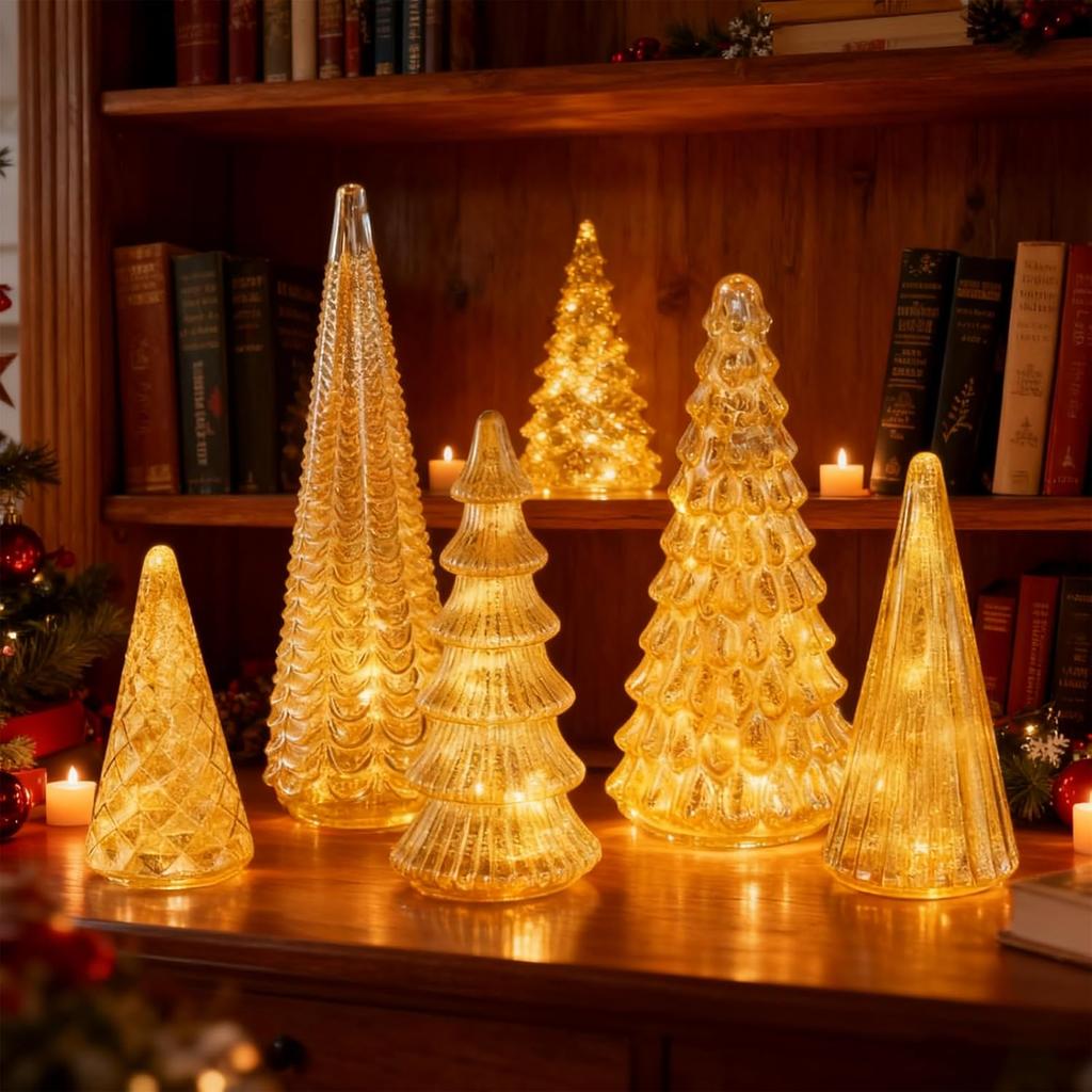 Leuchtendes Glas-Weihnachtsbaumschmuck Neues Schreibtisch-Dekoration Für Instagram Foto-Requisiten Festliche Beleuchtungsdekoration