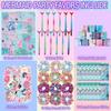 LiYiQ 110 PCS Mermaid Birthday Party Gifts Include 12 Pen 12 Notepad 12 Shiny Metallic Scrunchies 12 Gift Bag 50 Sticker Classroom Reward Gift Prizes