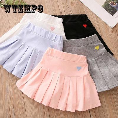 Autumn Spring Summer Casual 3 4-8 10 12 Years Kids  School Solid Color Training Dance Skirt with Shorts Pleated Skirt for Baby Girl