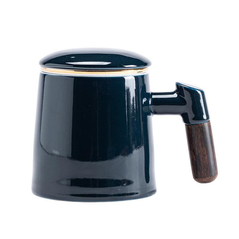 Jade porcelain office mug with lid filter tea water separation teacup ceramic mug portable gift box gift tea set