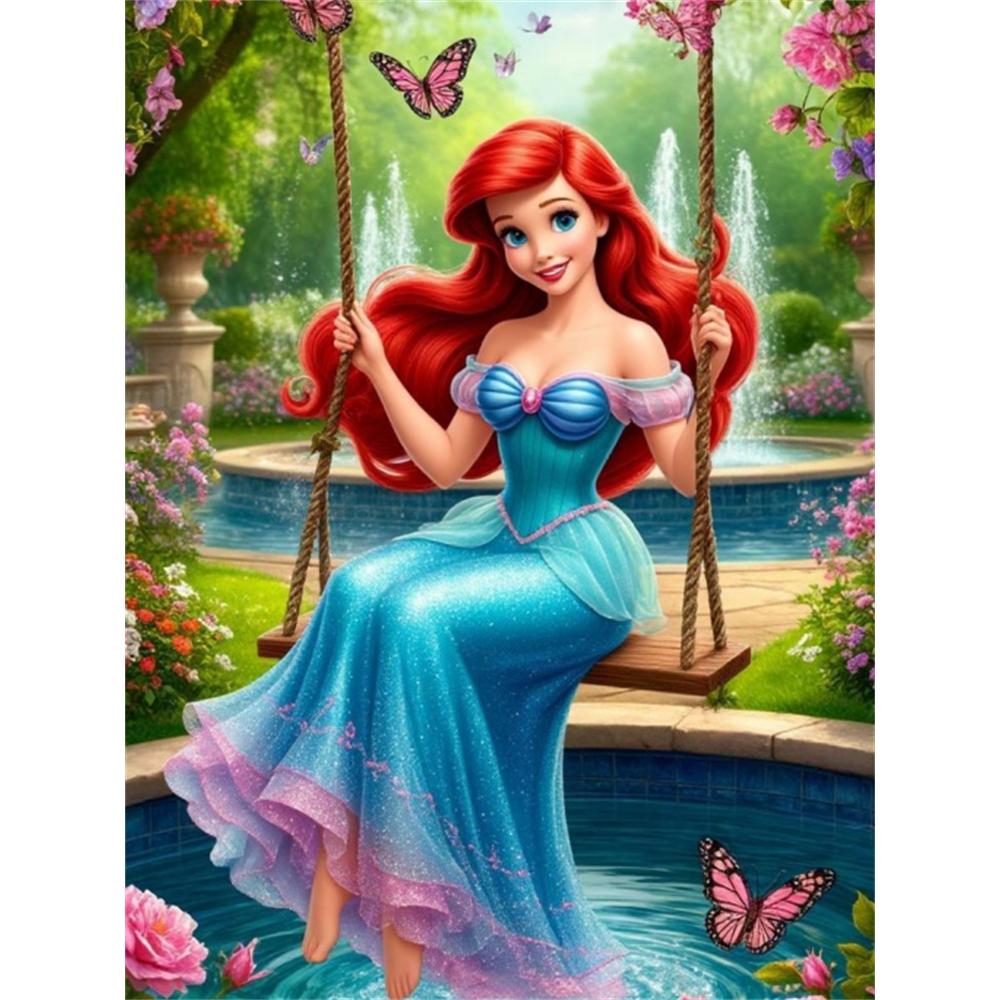 

Disney 5D DIY Diamond Painting The Little Mermaid Ariel Embroidery Mosaic Cross Stitch Home Decor Gift Crafts Round 20x30cm