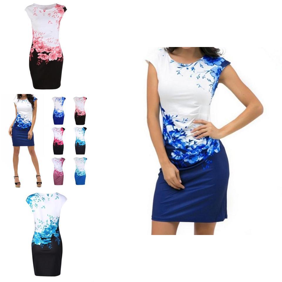 Sleeveless Dress Womens Slim Fit Mini Dress Party Dress Evening Floral Printed