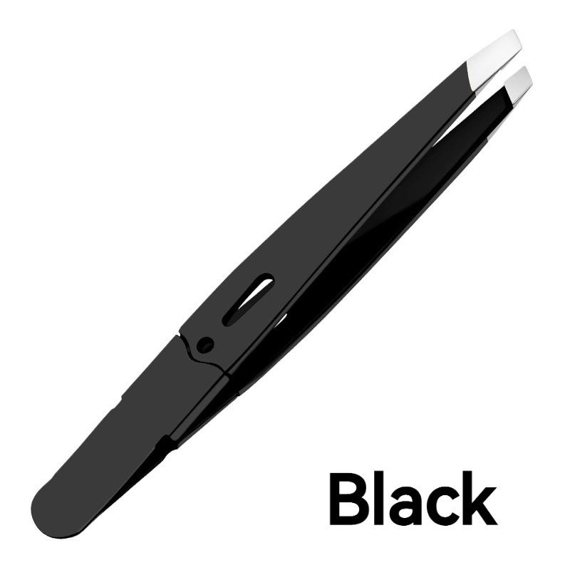 Colorful Stainless Steel Eyebrow Tweezers, Slant Tip Precision Hair Removal, Hollow Design Beauty Tool for Men Women