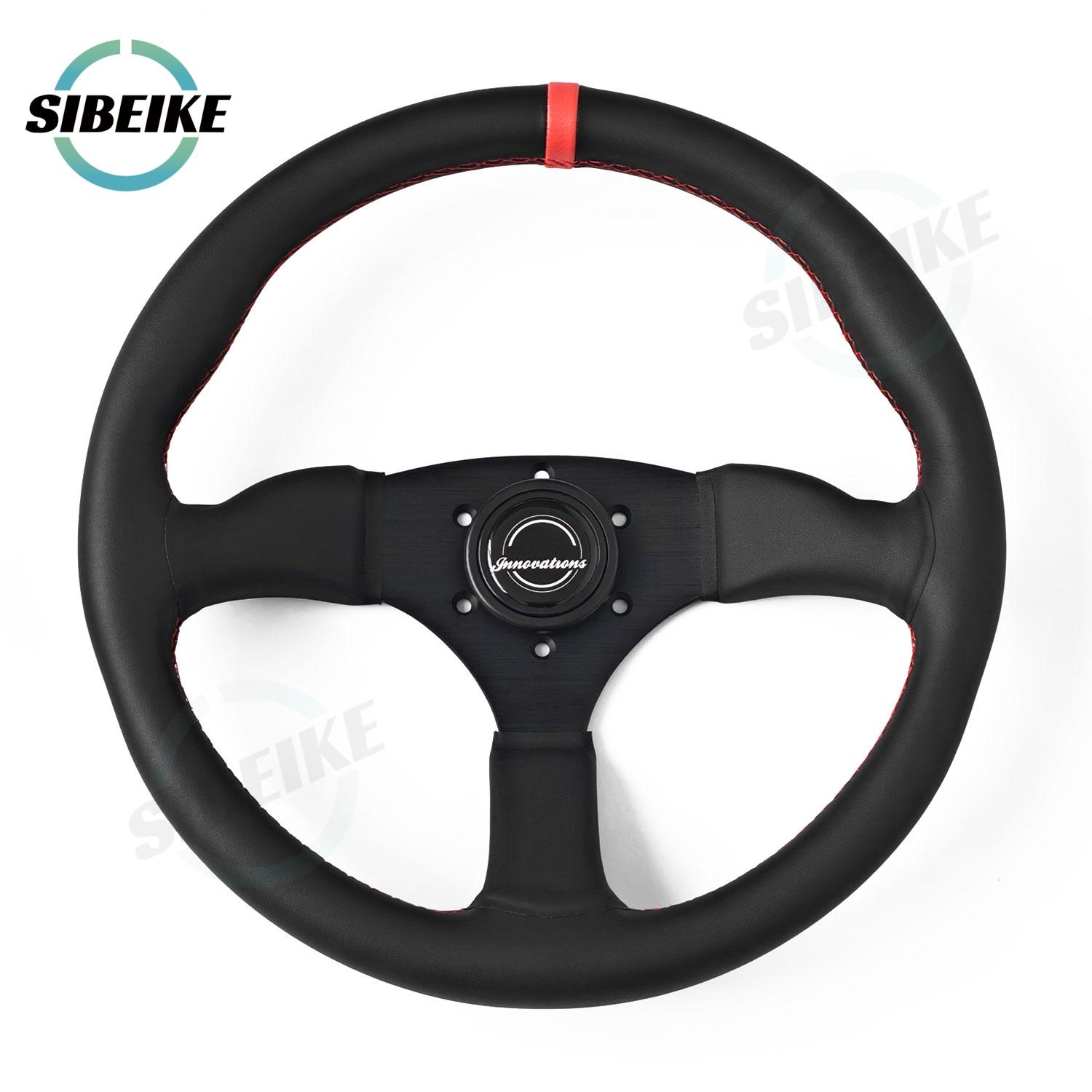 JDM Innovations Style Leather Steering Wheel 350mm Universal Sim Racing Sports Steering Wheel красный