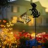 Hund Katze Silhouette Solar Bodenpfahl Licht Gießkanne Hohl Projektion Wasserdicht Dekor Lampe für Garten Hof Landschaft