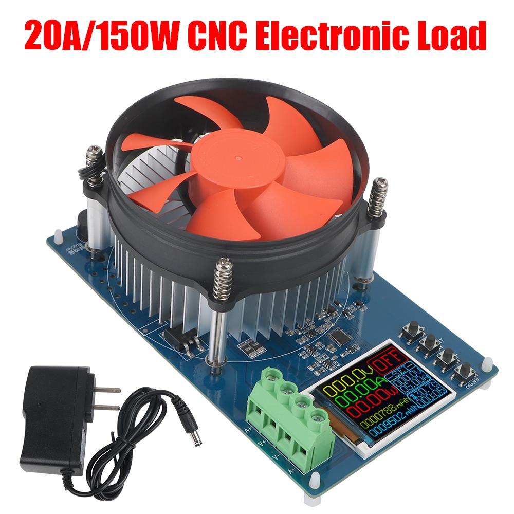 Bateriové nástroje 150W 20A DC monitorovací vybíječka US zástrčka digitální analyzátor elektronické zatížení 4vodičový tester lithiových baterií nastavitelný testovací modul