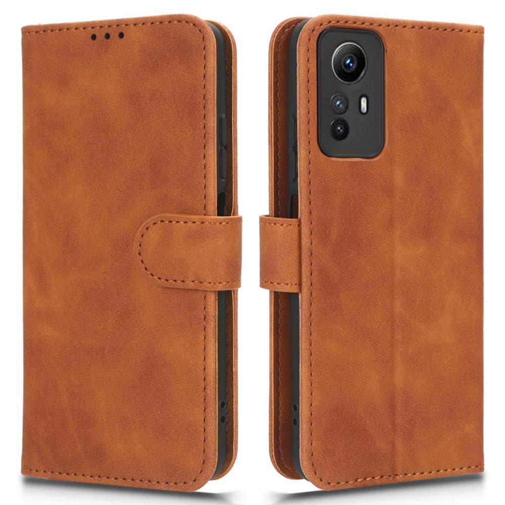 

For Xiaomi Redmi Note 12S 4G PU Leather Wallet Flip Cover Skin-touch Stand Phone Case Brown