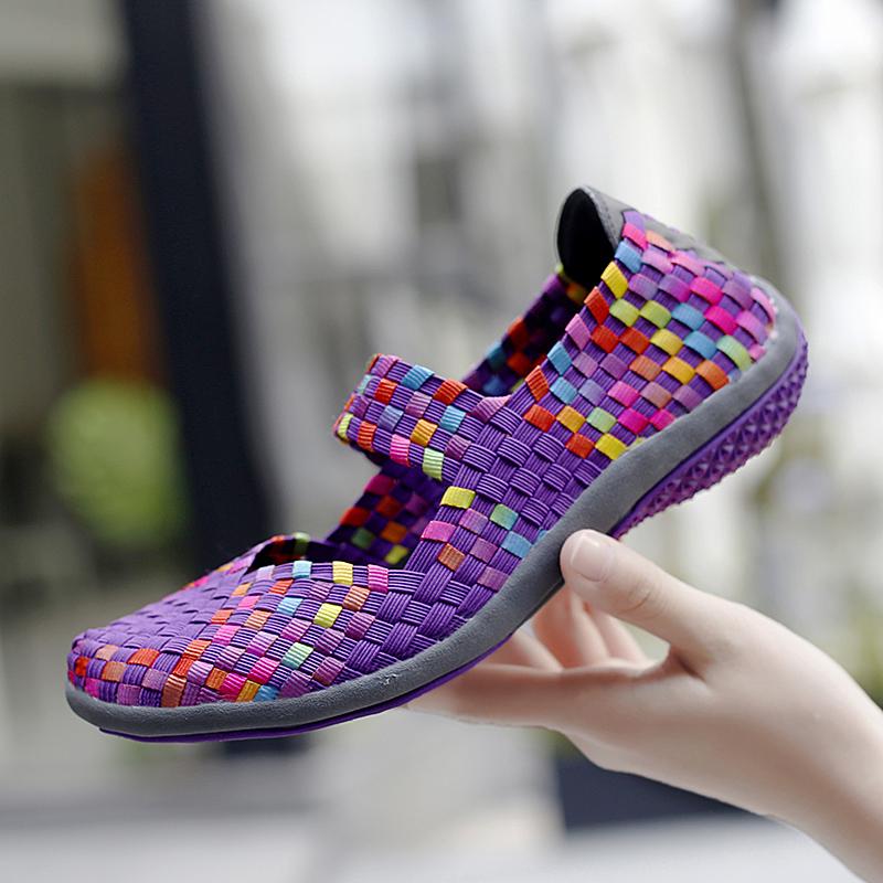 

Новая женская тканая обувь большого размера, спортивная повседневная обувь 35–42 42 фиолетовый