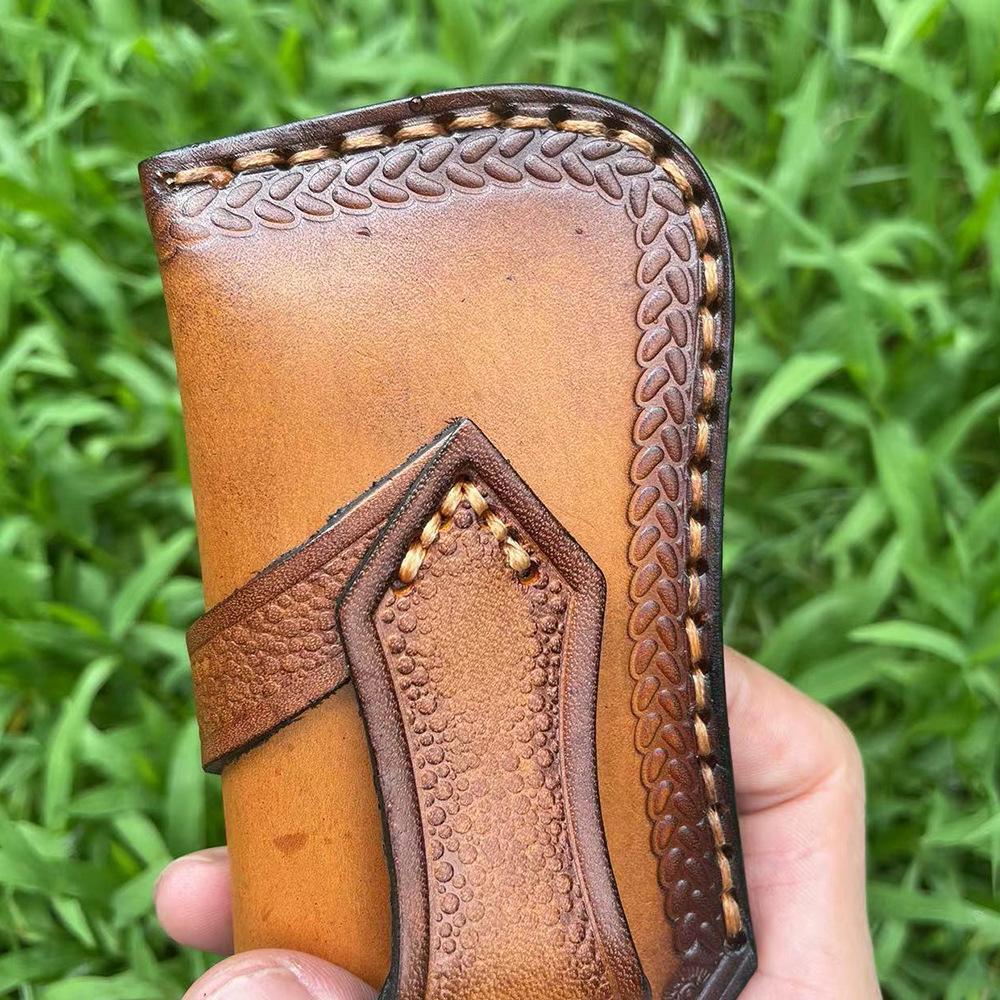 13.5 CM High-quality Cowhide Folding Knife Holder Scabbard Universal Knife Cover Leather Sheath with  Camping Knife Holsters
