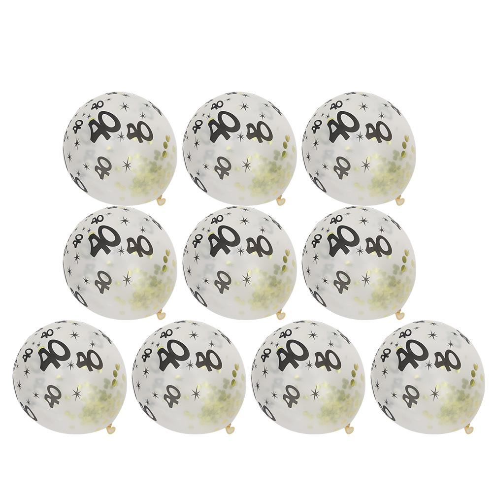 10Pcs Latex Transparent Balloon with Nnumber 40 Pattern for Birthday Party Wedding Anniversary Decorate