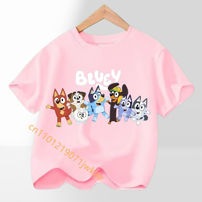 Boys Girl Short Sleeve Tee Cute Outfits Gift T-Shirt Multi-color Bluey Kids Tees Clothes T Shirts Children Cartoons Casual Tops