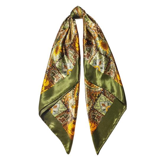Headscarf Paisley Pattern Large Square Scarf Smooth Imitation Silk Fabric Turban