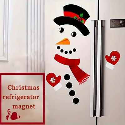 1 Set of Christmas Refrigerator Stickers Home Decoration Magnets Creative Children's Cartoon Magnets Snowman Pattern Refrigerator Stickers