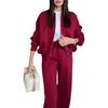 2024 Spring Crew Neck Fashion Sweatshirt Jacket with Casual Straight-Leg Pants