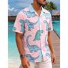 Men's Classic Retro Ocean Animal Print Short Sleeve Shirt Dinosaur Print Top