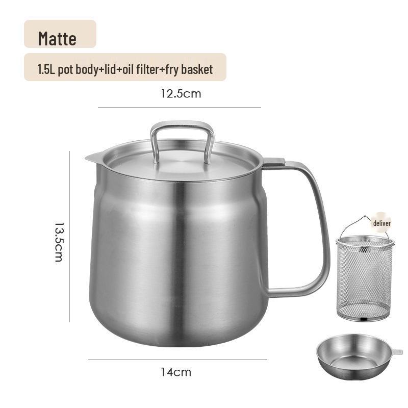 304 Stainless Steel Multi-Purpose Oil Filter Pot with Screen and Dregs Separator for Kitchen