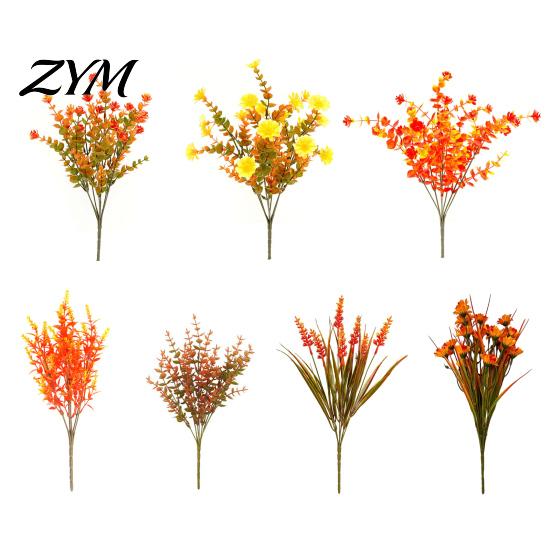 Easy Care Fake Plants Fall Artificial Flower with Eucalyptus Leaf, Lifelike Faux Plants, Decorative UV Resistant for Autumn Thanksgiving Harvest
