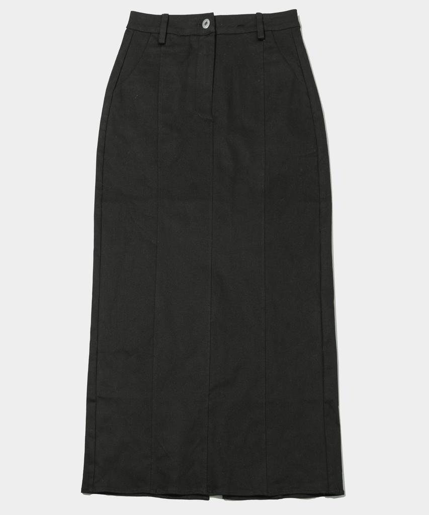 Place Studio Classic Back Slit Stretch H-Line Low-Rise Cotton Long Skirt_2 Colors