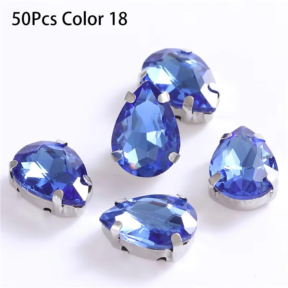 50Pcs/Pack Teardrop Shape Glitter Sewing Rhinestones Diamond Beads Ornament  For Needlework