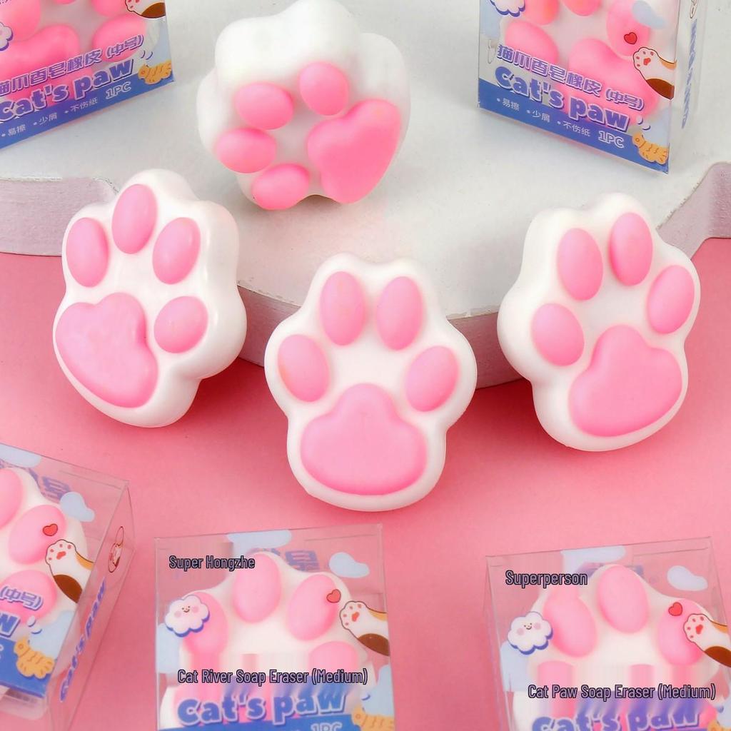 Cartoon Cat Paw Soap-Shaped Eraser for Students and Kindergarten Prizes