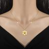 Round Beads Six-Valve Flower Minimalist Furnace Real Gold Necklace Female Collarbone Chain Accessories