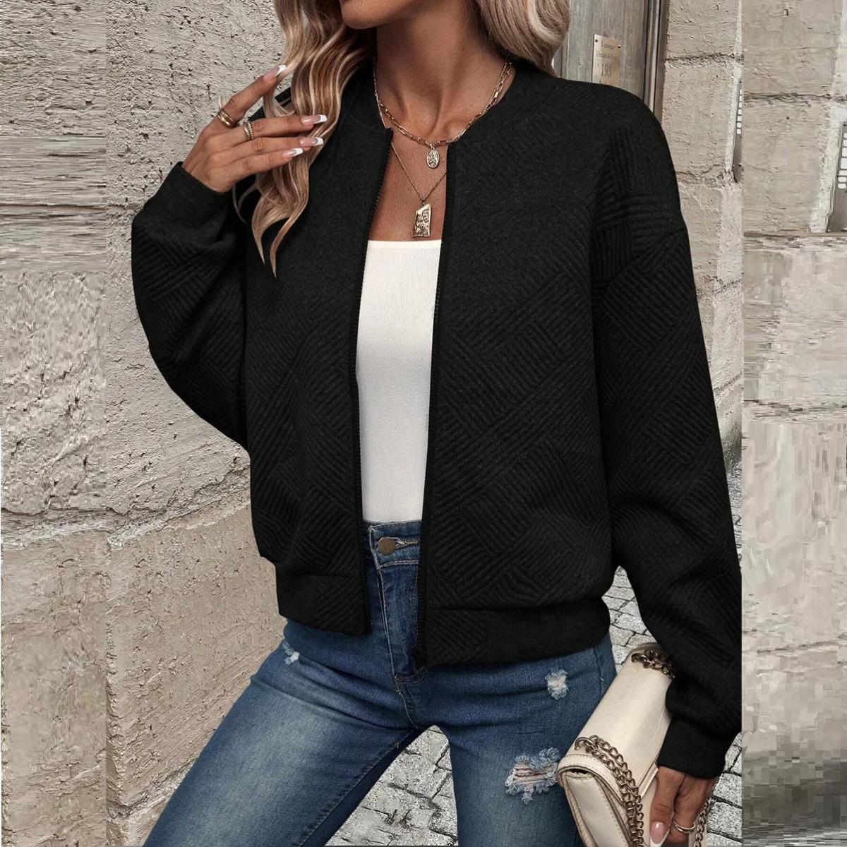 

Женская осенне-зимняя новая однотонная простая и изысканная куртка на молнии с бейсбольным воротником, повседневная куртка 5XL 5XL