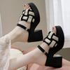 Square Heels 9CM Open Toe Sandals for Women Vintage  Designer On Offer Luxury 2025 Casual Summer Woman Shoes  Beach Shoes